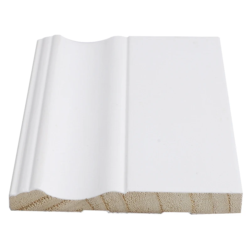 Popular White Primed Moulding Skirting Board Flooring Wood Baseboard