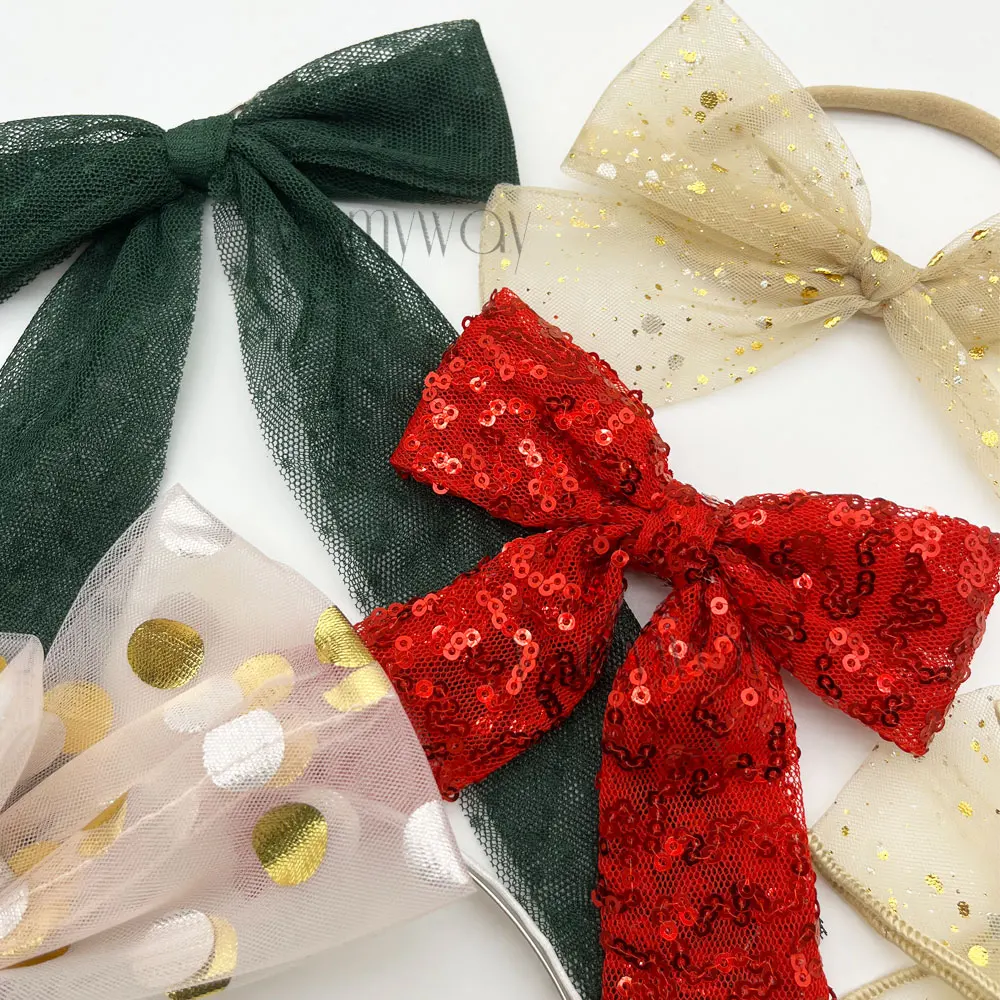 gold polka dots tulle hair bow headband read sequin hair bow green tulle for christmas