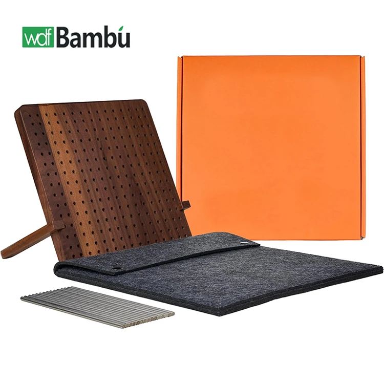 WDF New Arrival Handcrafted Knitting Bamboo Wood Board Crochet Blocking Board with 20 Pcs Stainless Steel Pins and Crochet Kit