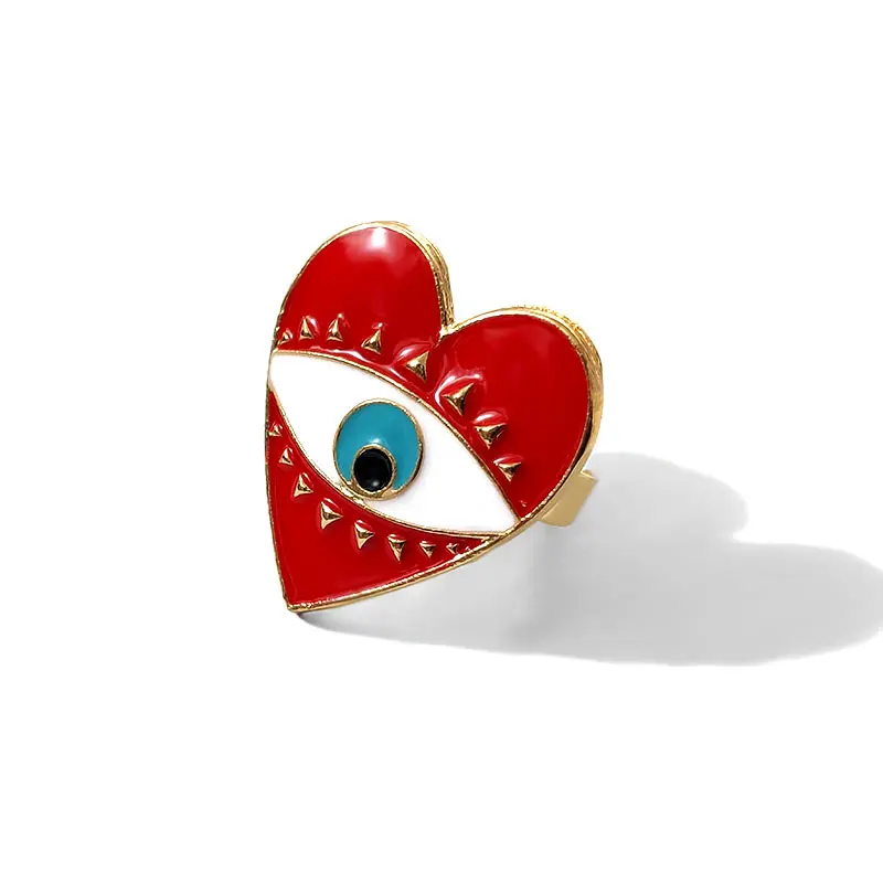 14k Gold Jewelry Wholesale Fashion Ring Heart Shape With Cartoon Eye Trend 2020 Gold Plated Jewelry Rings