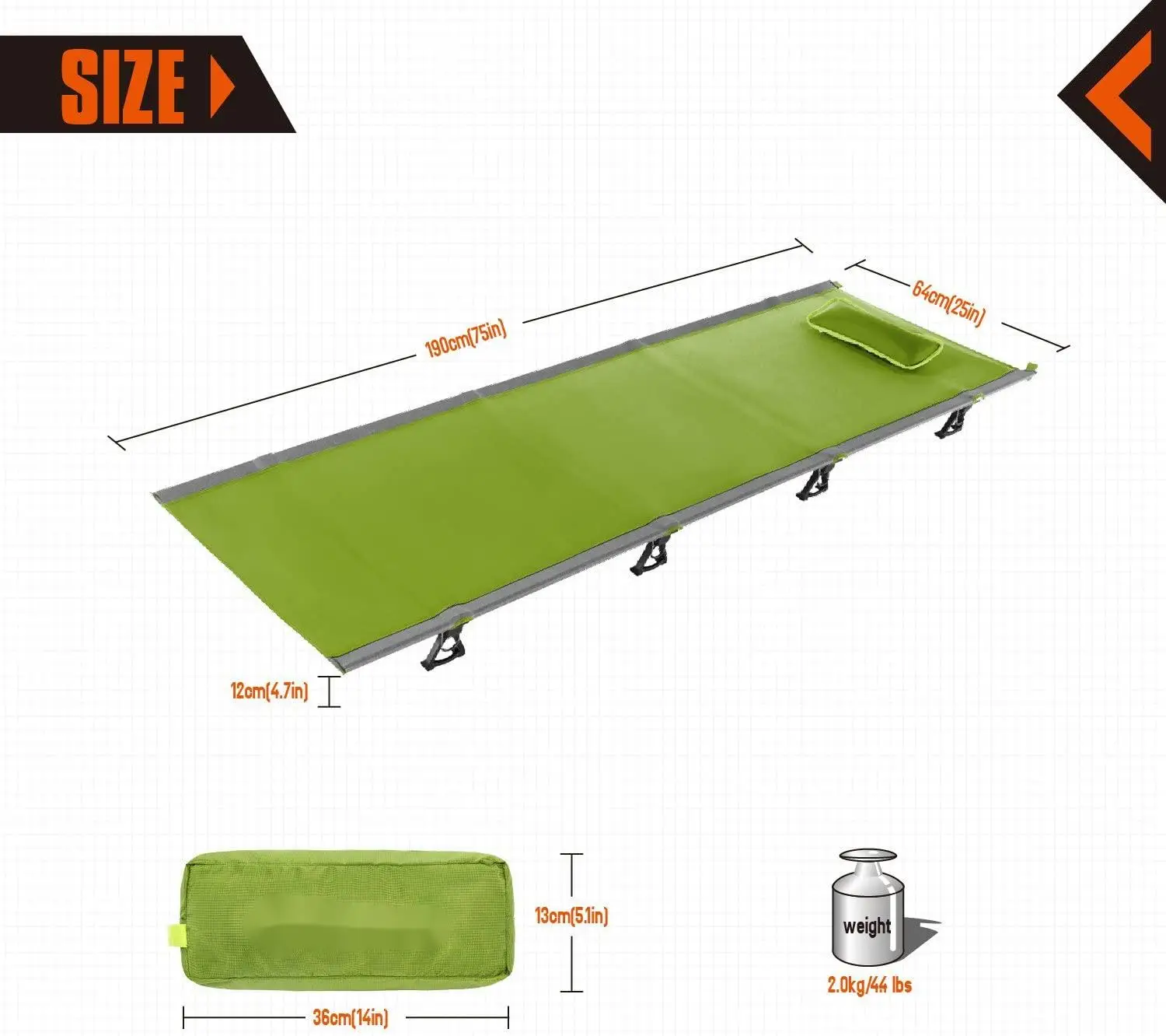 Outdoor Furniture Padded Metal Fishing Foldable Camp Bed Modern