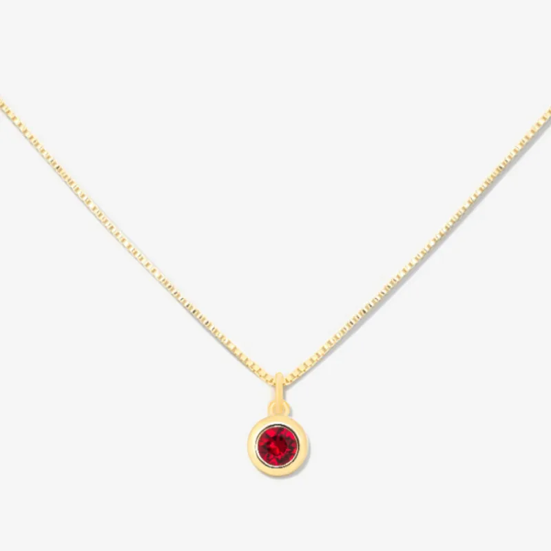 New December Birth Stone Necklace Jewelry Birth Stone Round Pendant Necklace Women Copper Plated Gold 18K Necklace