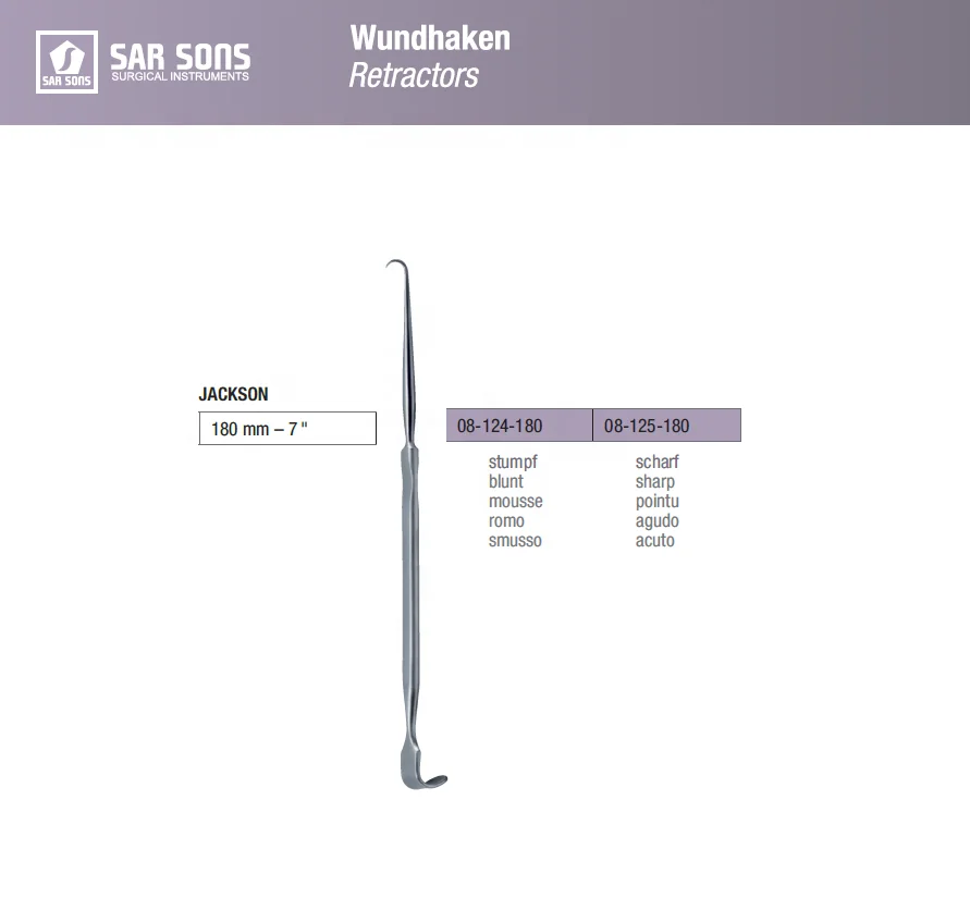 Jackson trachea hook medical surgical instruments