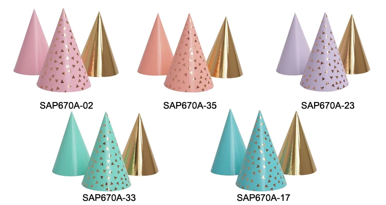 EASTTERN wholesale 2022 new product paper party hat with Hot Stamp Triangle pattern Supplies Birthday Celebrations accessories