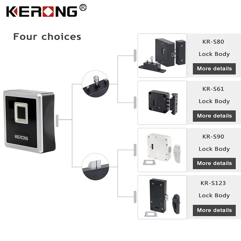 KERONG Small Panel Hidden Smart Electronic Cabinet Fingerprint Lock Biometric Intelligent Wireless Lock for Drawer