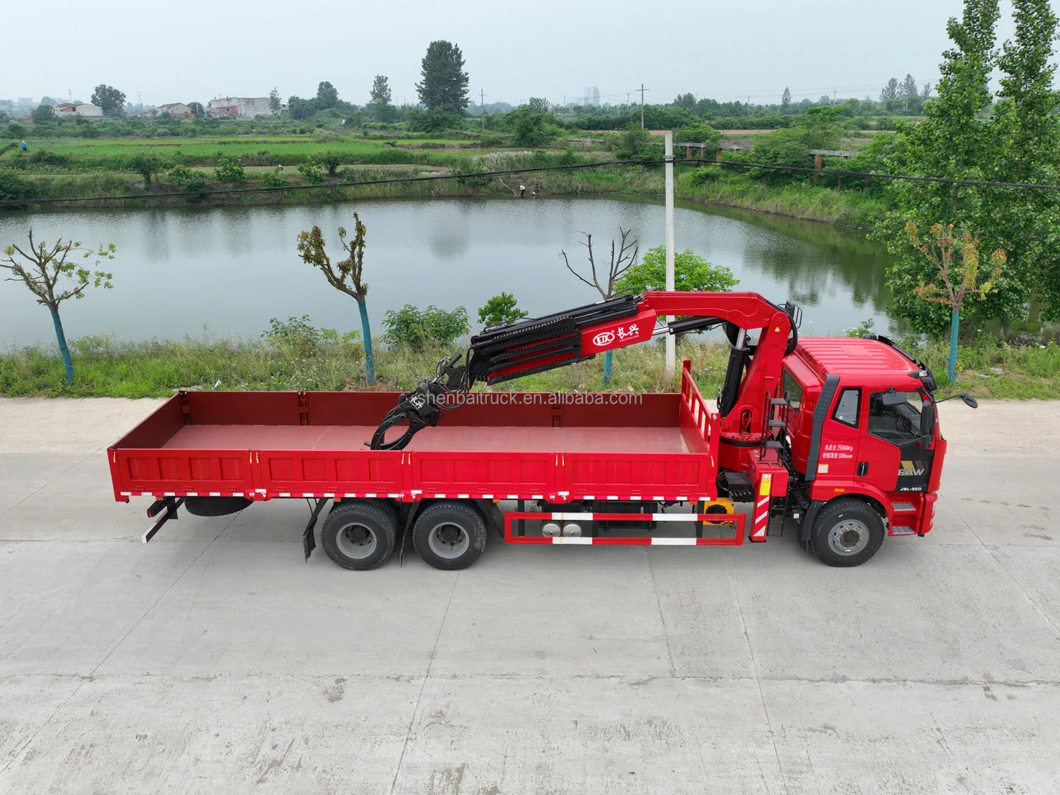 China Brand FAW 6x4 Cargo Truck Mounted Crane Shenbai 12Ton 16Ton 20Ton Hydraulic Knuckle Boom Crane with Grapple