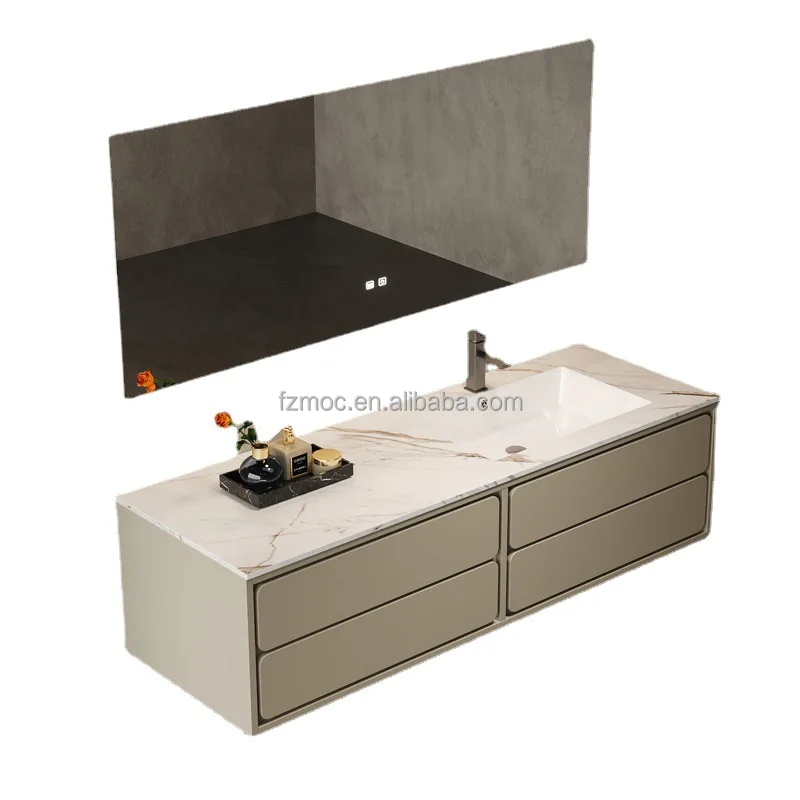 Wholesale Supplier Mirror Cabinet Modern Wood Bathroom Vanities Double Sink Waterproof Bathroom Cabinet Set
