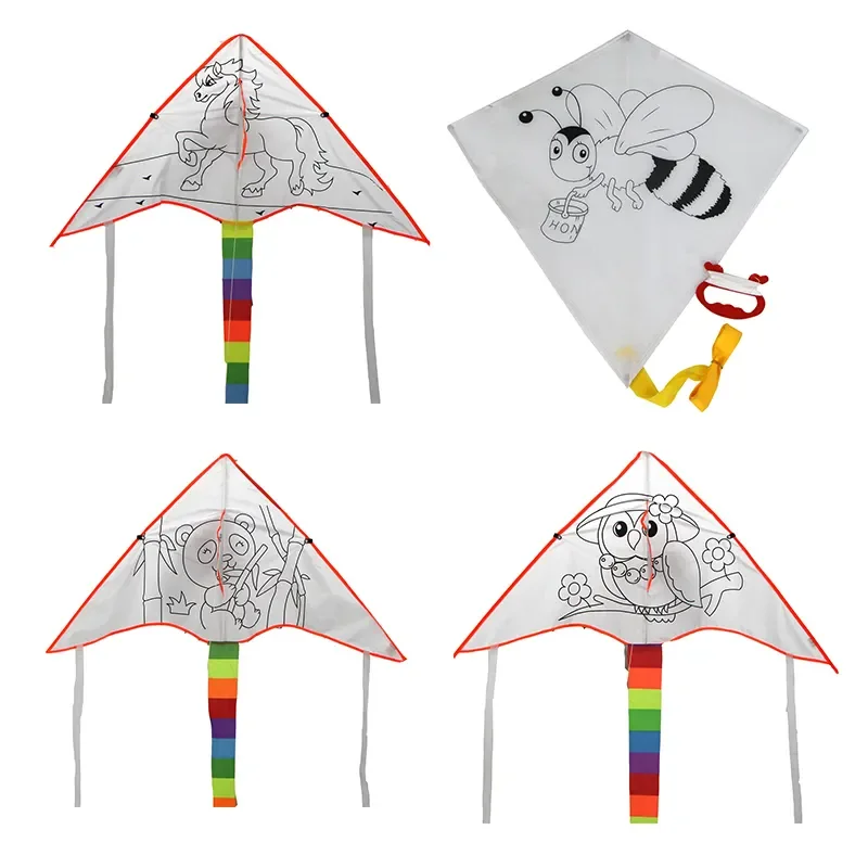 2023 OEM/ODM Custom delta bird kite Drawing Diy kite Animal diamond cheap Drawing flying toy blank duotone kite