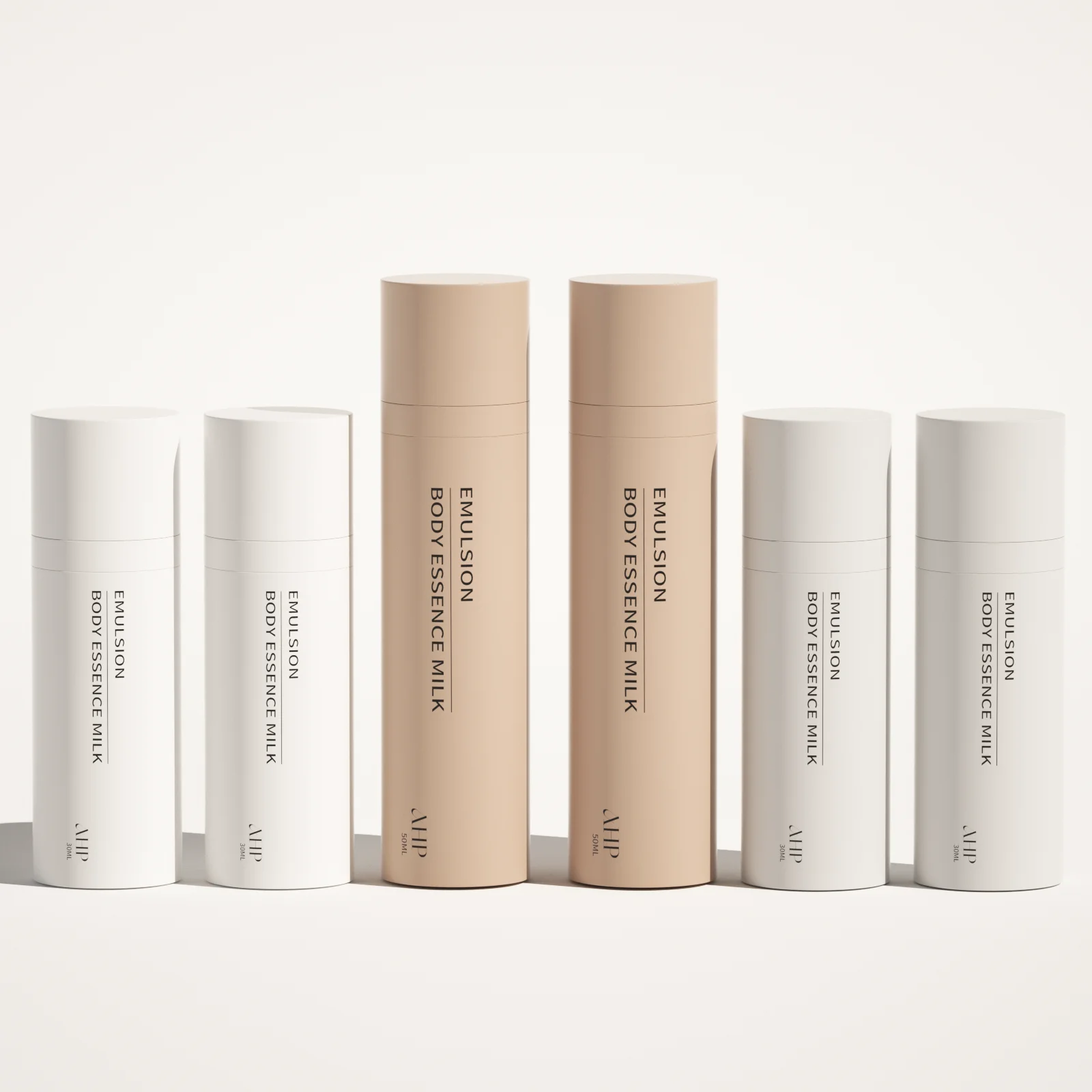 30ml 50ml custom beige airless lotion serum vacuum pump bottle skincare cosmetic packaging cylinder pet luxury cream