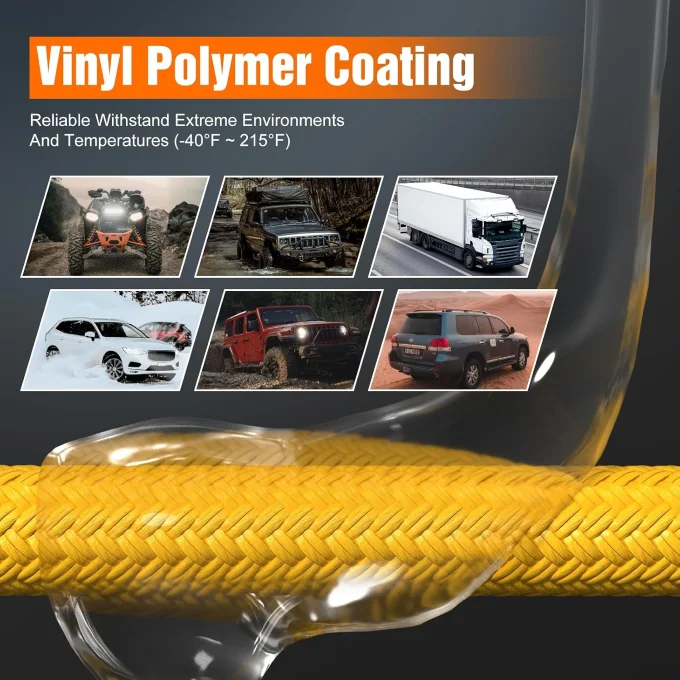 SUVUTVATVPower recovery towing rope for trucks, cars, and tractors (28mm9m rope (yellow)+2 soft hooks)