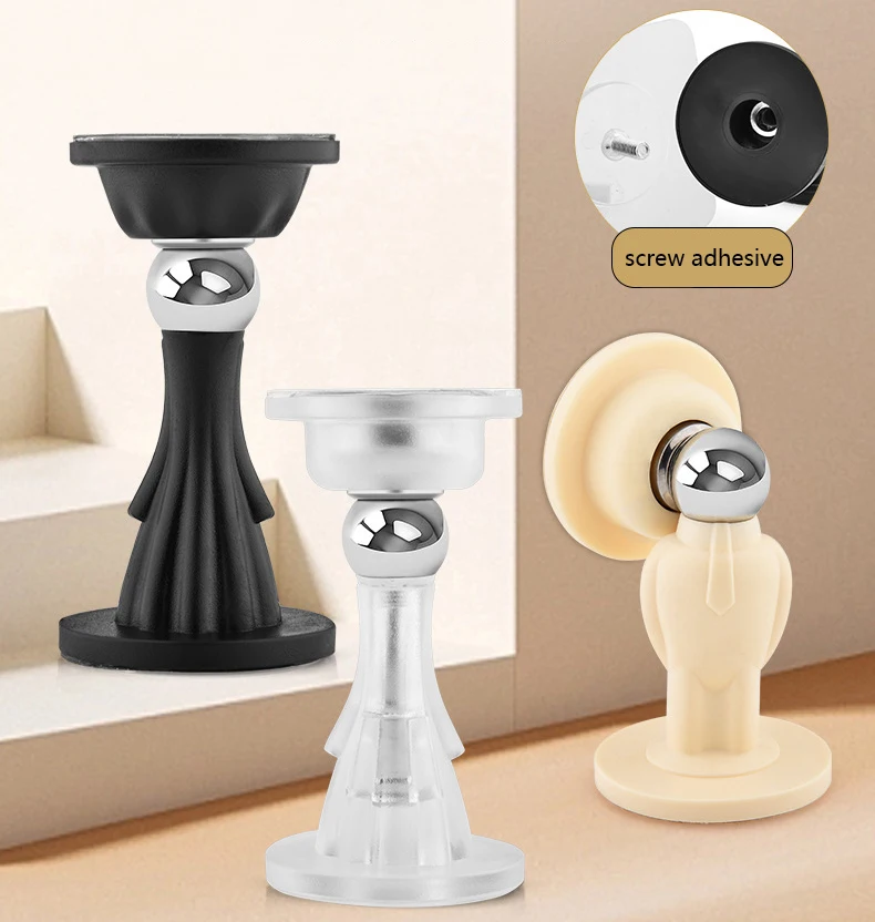 New Portable House Adhesive Door Stopper Protector Wall Holder Silicone Wall Floor Mount Magnetic Door Stops Catcher