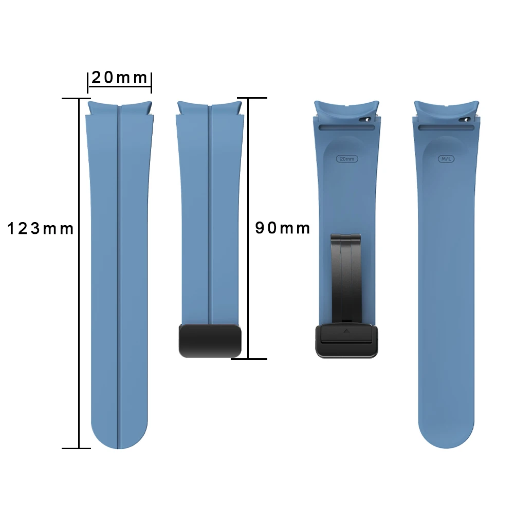 Official Magnetic Folding Buckle Sports Breathable Watch Bracelet Smart Watch For Samsung Watch4/5/6/7 Series Silicone Wristband