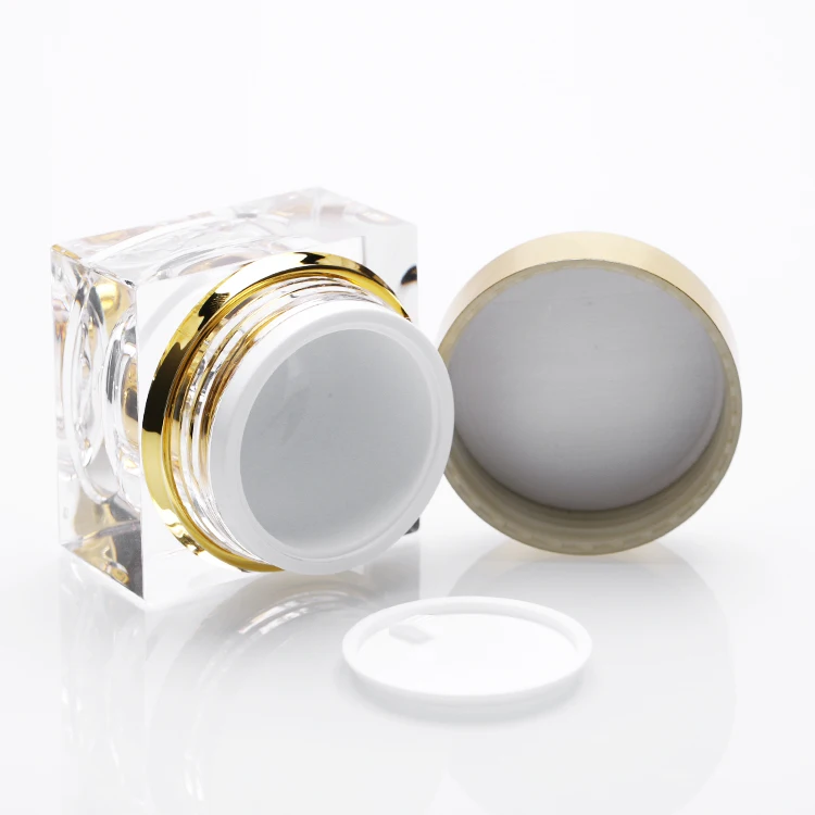 New Products Skin Care Face Cream Container Acrylic Cosmetic Jar Square 5g 10g 15g 30g 50g 15ml 30ml 50ml 80ml 100ml Plastic