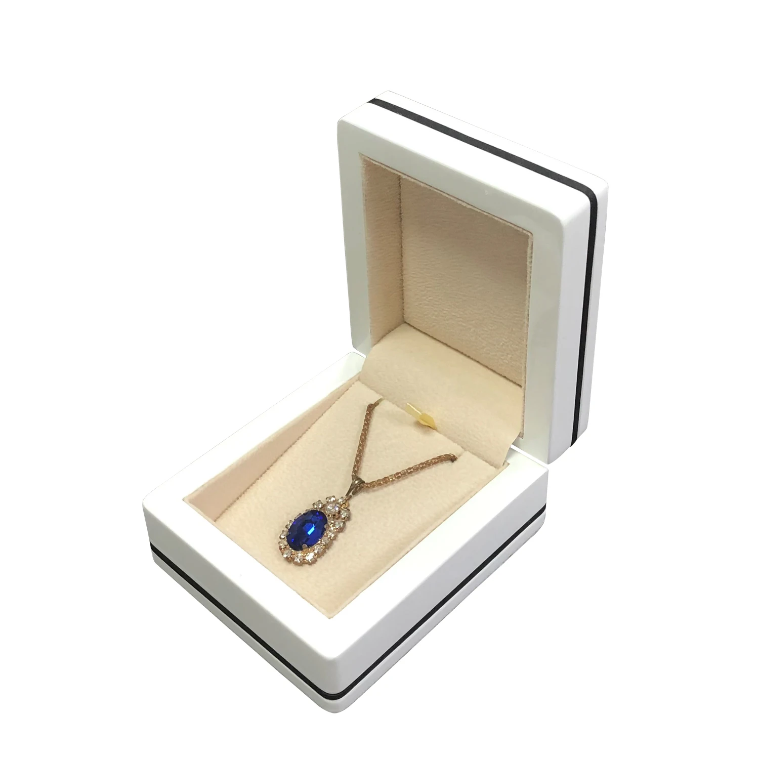 Sundo глянцевая печать логотипа ювелирных изделий упаковка Роскошный белый costom деревянная коробка ювелирных изделий