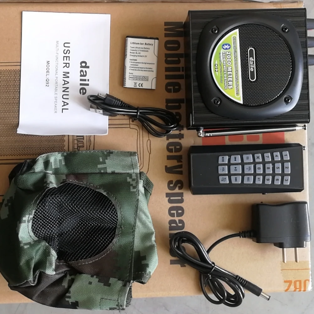 Усилитель Daile Q92 с TF/FM-радио/записью, мощный удаленный проигрыватель, уличный громкоговоритель