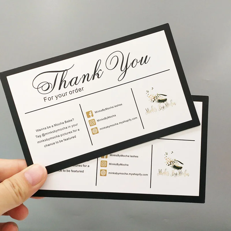 Открытки из золотой фольги с возможностью печати для заказов, открытки с благодарностью для бизнеса, спасибо за поддержку маленьких визитных карточек
