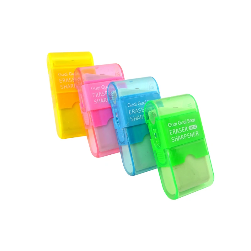 Multi function pencil sharpener and eraser Customized logo stationary for promotion Kids stationery