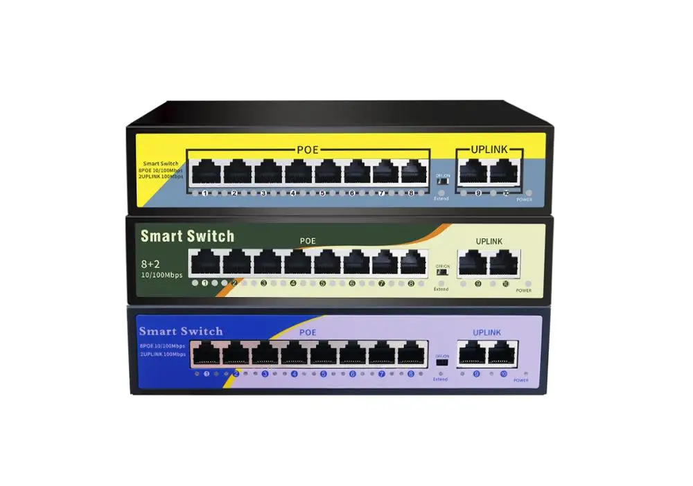 
4 port 10/100M 48V 52V Ethernet network poe switch 2 poe uplink for IP camera CCTV 