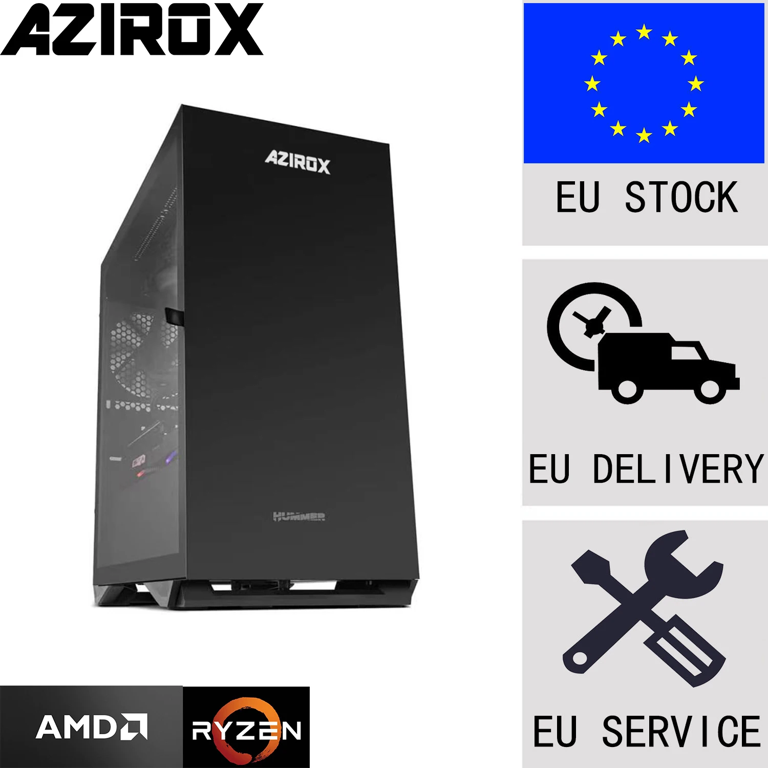Игровая башня AZIROX Destop, мощный компьютер RYZEN CORE, склад в ЕС, Прямая поставка, местное обслуживание