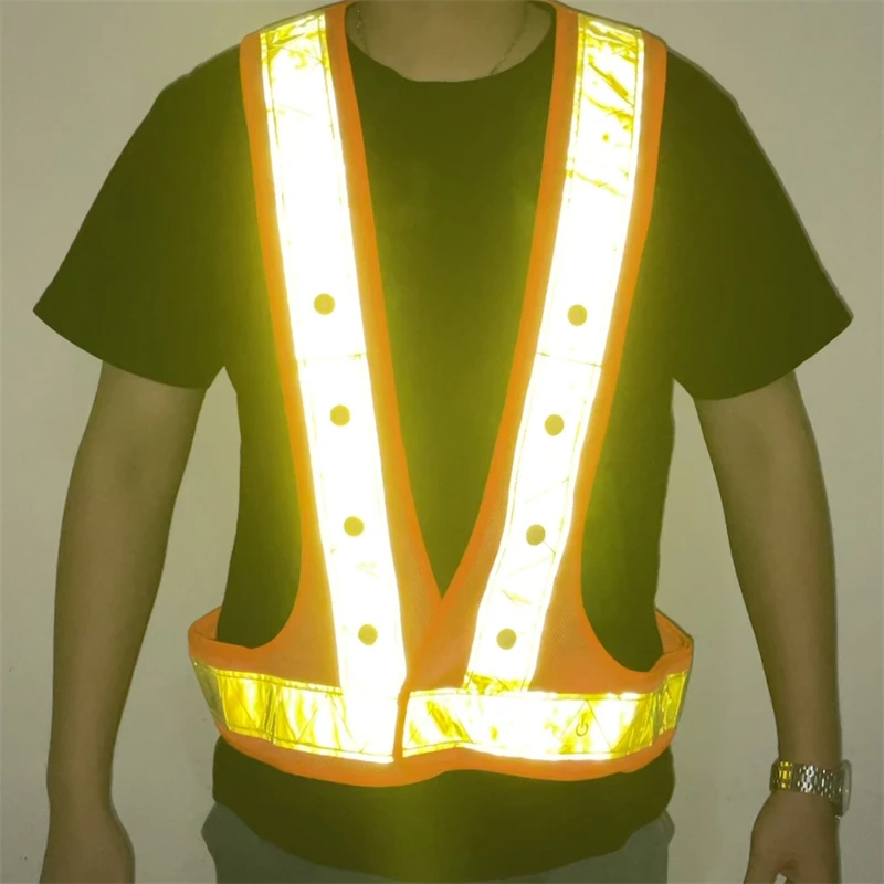 Custom Logo Construction Safety Reflector Vest belt Rechargeable Running Cycling Led Light Flash Reflective Vest