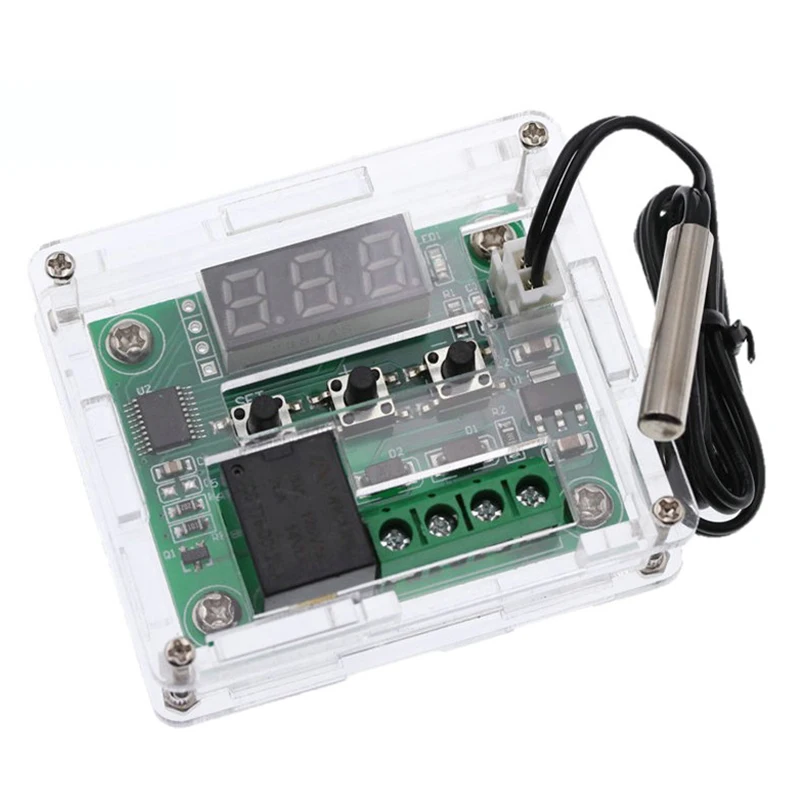 DC 12V W1209 светодиодный цифровой термостат контроль температуры термометр термо контроллер модуль автоматического включения света NTC датчик прозрачный чехол коробка