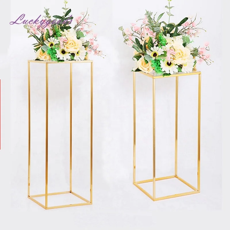 Tall flower stand Metal Rectangle Gold Metal Table Centerpieces Flower Stand balcony flower stand for Wedding