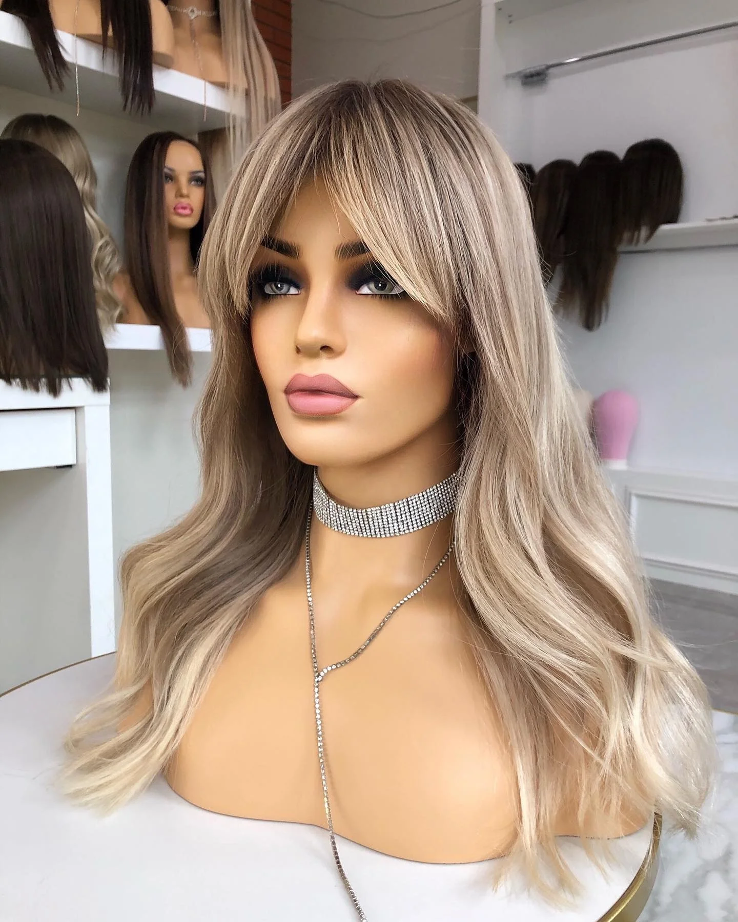Top Grade European Virgin Human Hair Jewish Kosher Silver Color HD Transparent Lace Front Wigs With Fringe