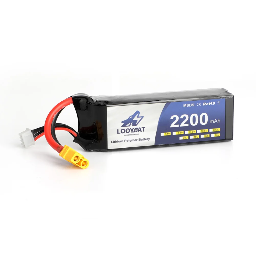 LOOYBAT Professional 2S 3S 4S 7.4V 11.1V 14.8V 2200mAh Lipo Battery 50C Rate Lithium Lipo Battery Pack For RC Racing Car Truck