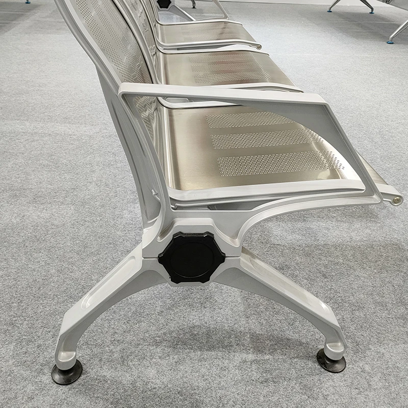New Arrival Bank Station Public Hospital Waiting Conference Room Bench Triangle Chair 1-5 Seat Silver Airport Steel Chair