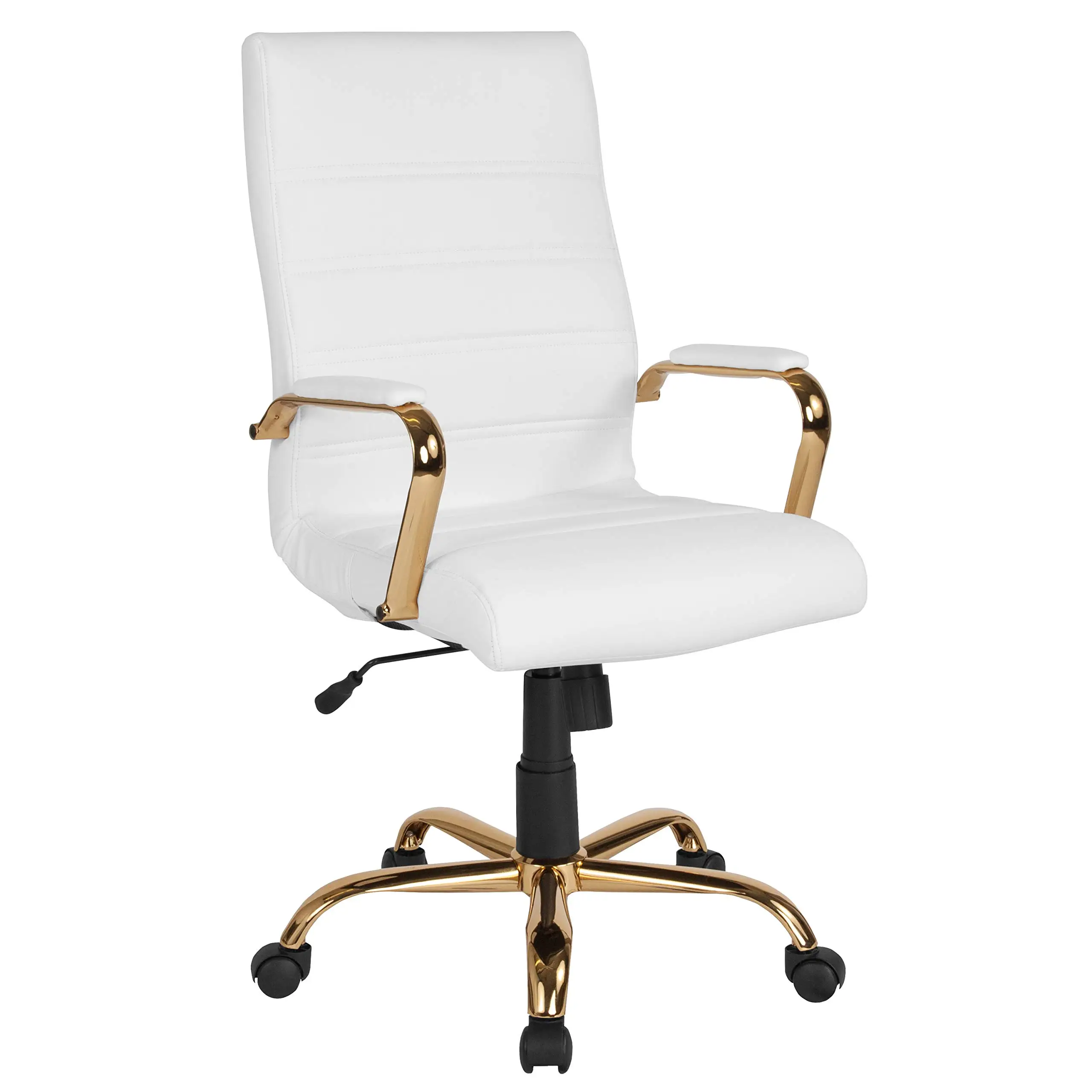 Anji Factory High Quality Comfortable Executive High Back Swivel White Pu Leather Swivel Adjustable Ergonomic Office Chair