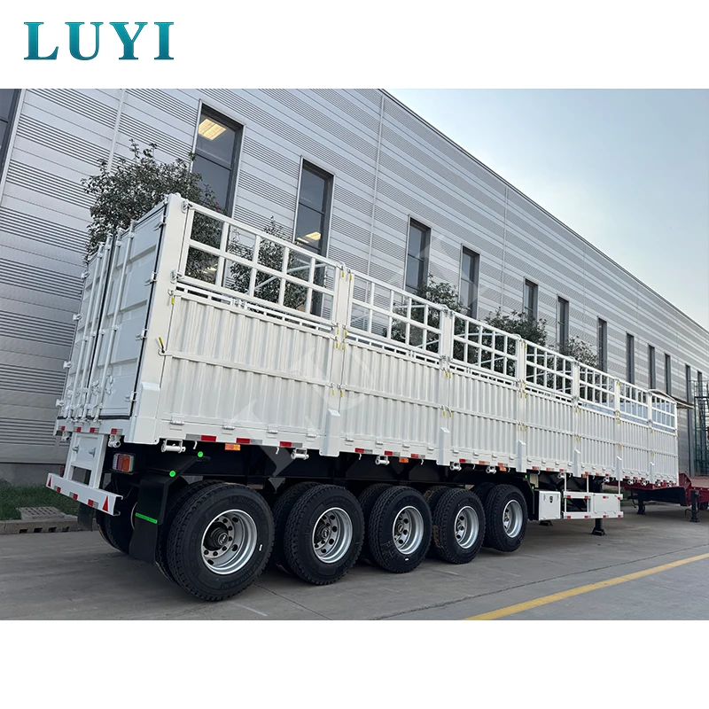 LUYI 5 Axles  Side Wall Open Truck Cargo Transport Fence Semi Trailer