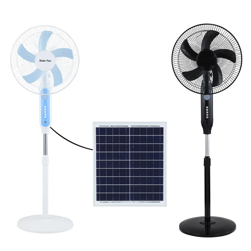 16 Inch Solar Fan Solar Powered AC DC Rechargeable Fan Price Cheap Stand Solar Fan with Solar Panel and LED Light