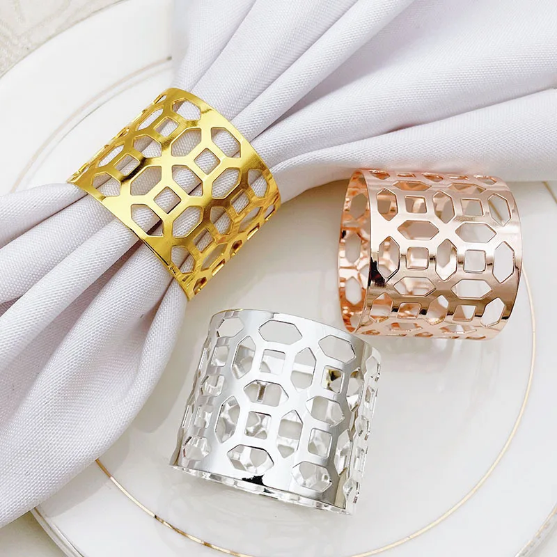 
Wholesale napkin rings iron round metal gold rose gold decoration napkin buckle for party 