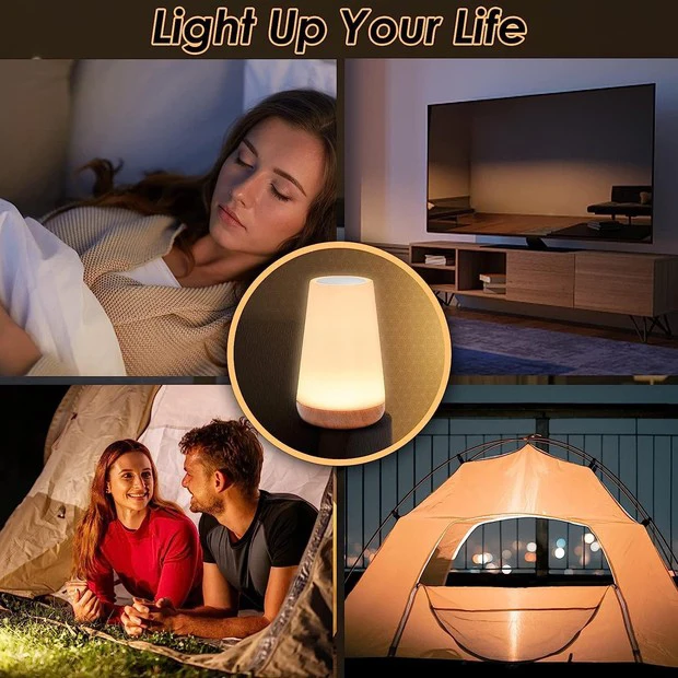 Night Light LED Touch Bedside Table Lamp Remote Control Dimmable Light with RGB Color Changing USB Rechargeable Portable Lamp