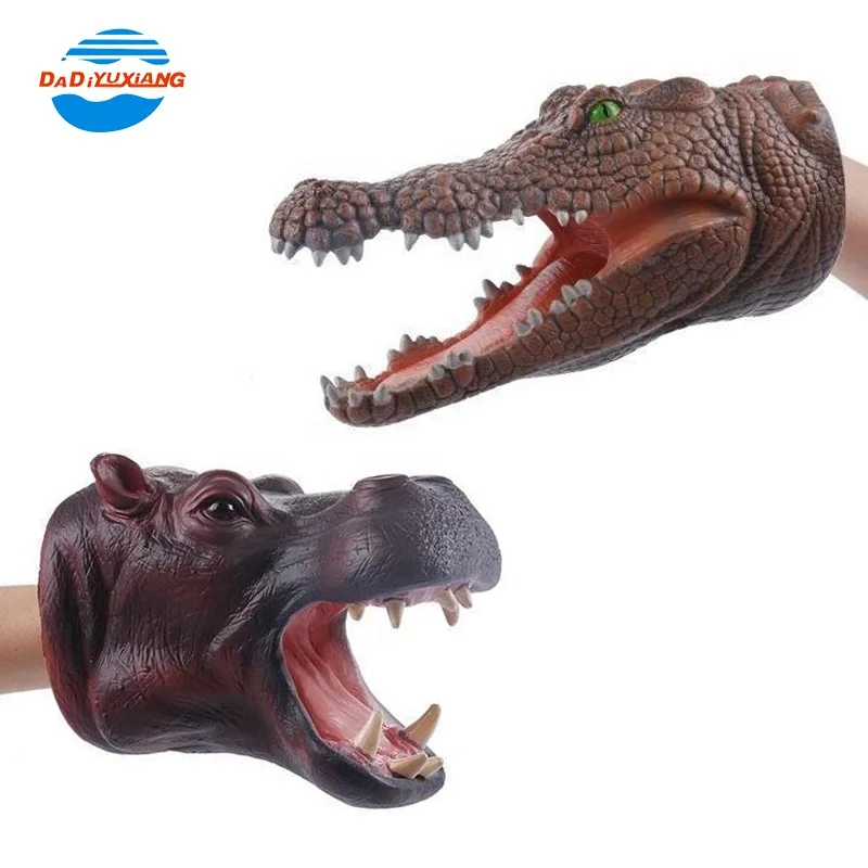 High Quality Realistic Rubber Hand Puppet Dinosaur Animal Hand Puppet Toy