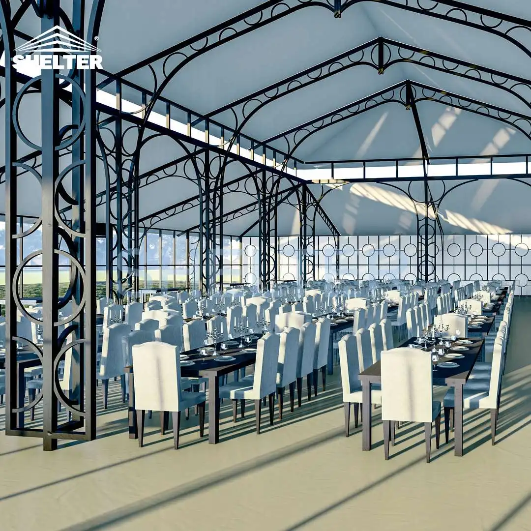 Outdoor Venue Atrium Tent Orangerie Mariage House Black Frame Glass Tents For Events Wedding Marquee Tent