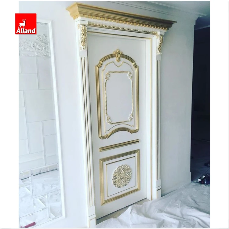 Alland Luxury Traditional Design Royal Interior Door High End Wooden Swing Bedroom Door Custom Cherry Internal Door