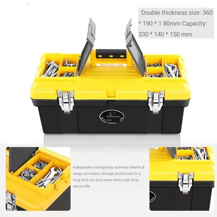 Best Quality Black and Yellow Exquisite and Practical Plastic Toolbox for Hardware Tools Supplies