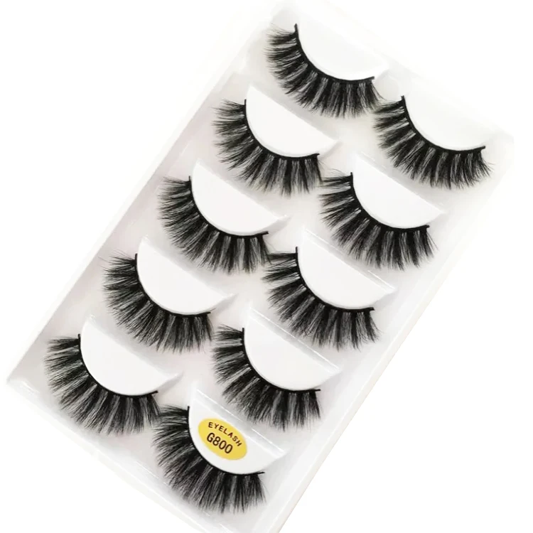 
2021 new Waterproof bushy 3d Mink False eyelash extensions 5 pair Mink Eyelash 