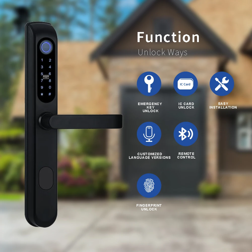 2022 Wifi Fingerprint Recognition fingerprint camera and intercom smart lock for sliding glass door