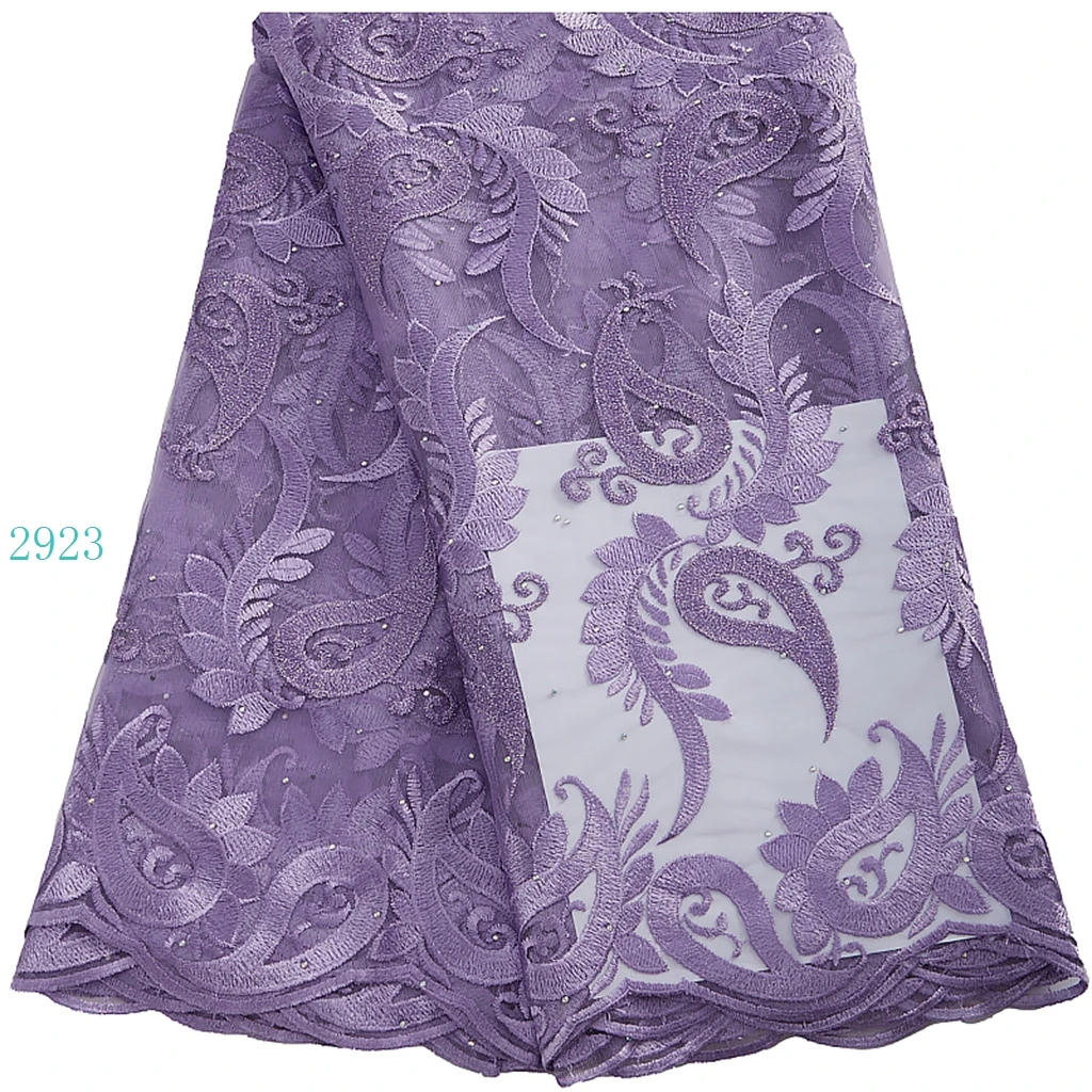 2923 Latest Styles French Mesh Lace Fabric Hand Made Stones Embroidery Lace Dress 5 Yard For Women Party Wedding Dress Sew