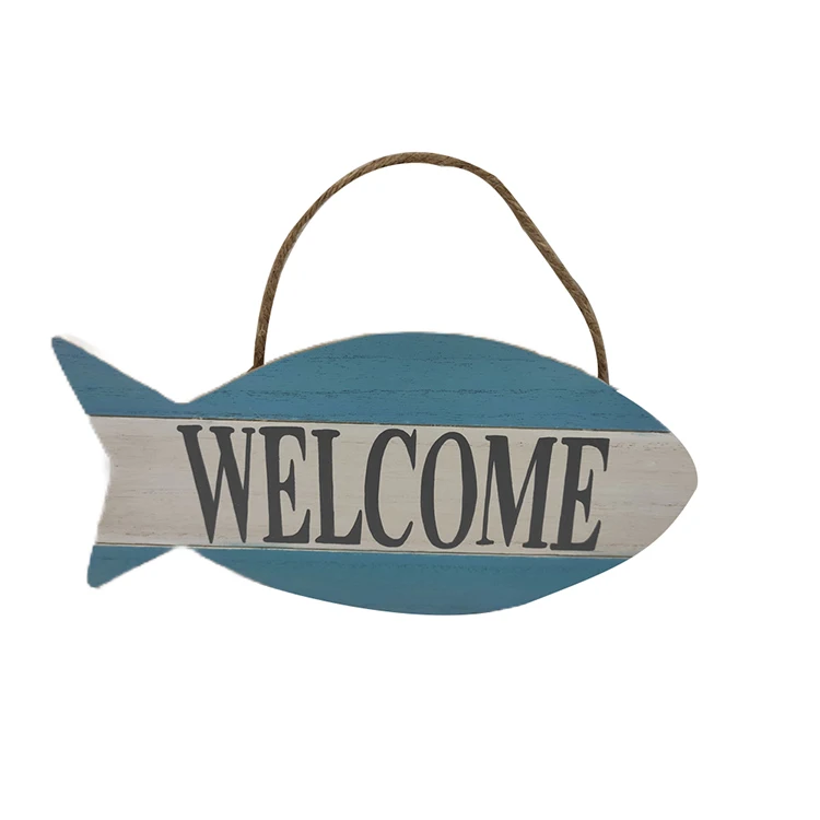 Wood Decorations Custom Fish Shape Welcome Door Sign Home Sign Wall Decor Wooden Blanks for Crafts