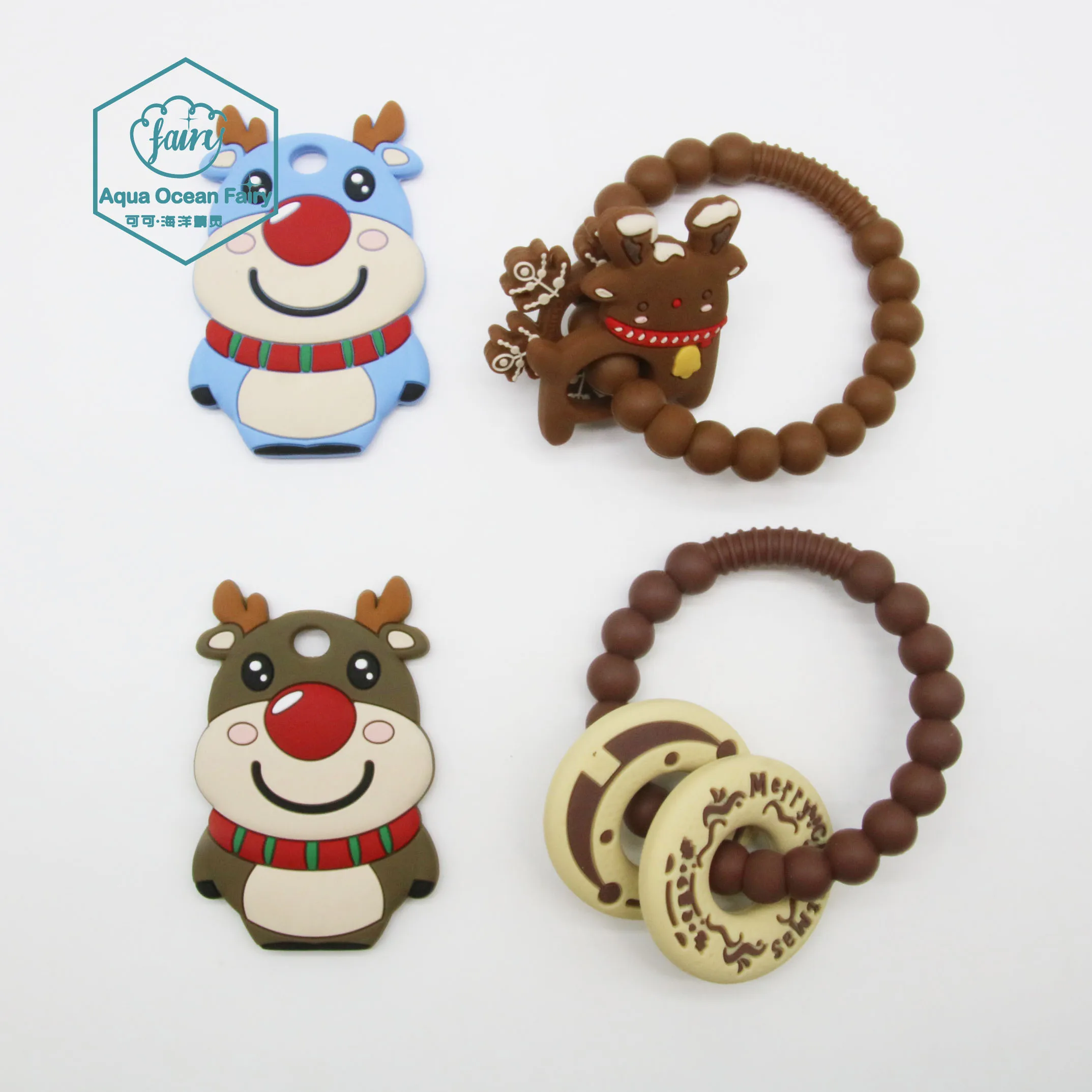 New Design Personalized Baby Christmas Soother Teether Silicone Chew Toys For