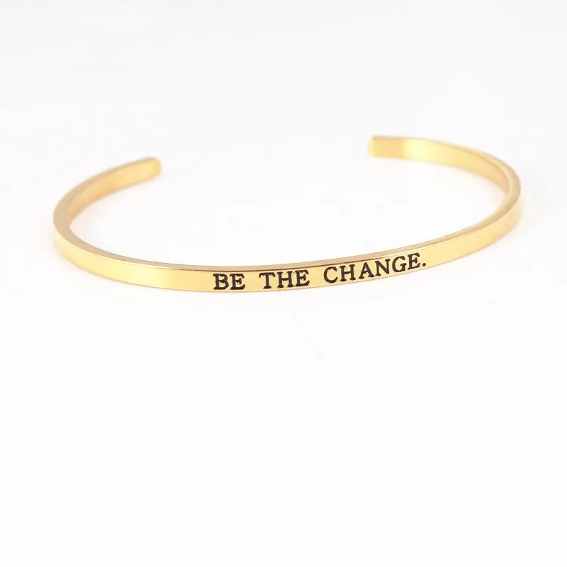Personalized Bangle Bracelets Stainless Steel Custom Engraved Wrist Bracelet Cuff Bangle Inspirational Quote Message Bracelets