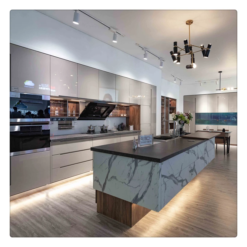 2022 luxury hanging cabinet high glossy/matte lacquer kitchen cabinet new kitchen cabinet design for villa