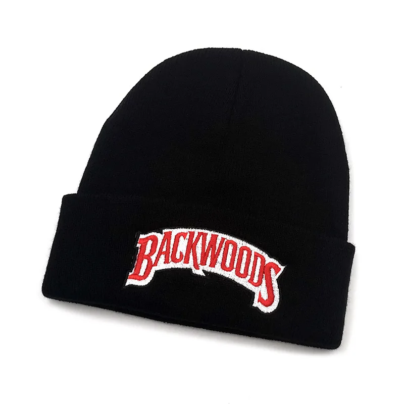 
2021 New Fashion Hip Hop Backwoods Knitting Black White Winter Beanie Hat For Men And Women 