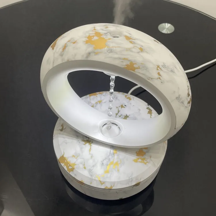 Customize brand Desktop electric smart wood anti-gravity humidifiers table lamp water drop backflow humidifiers for Home Office