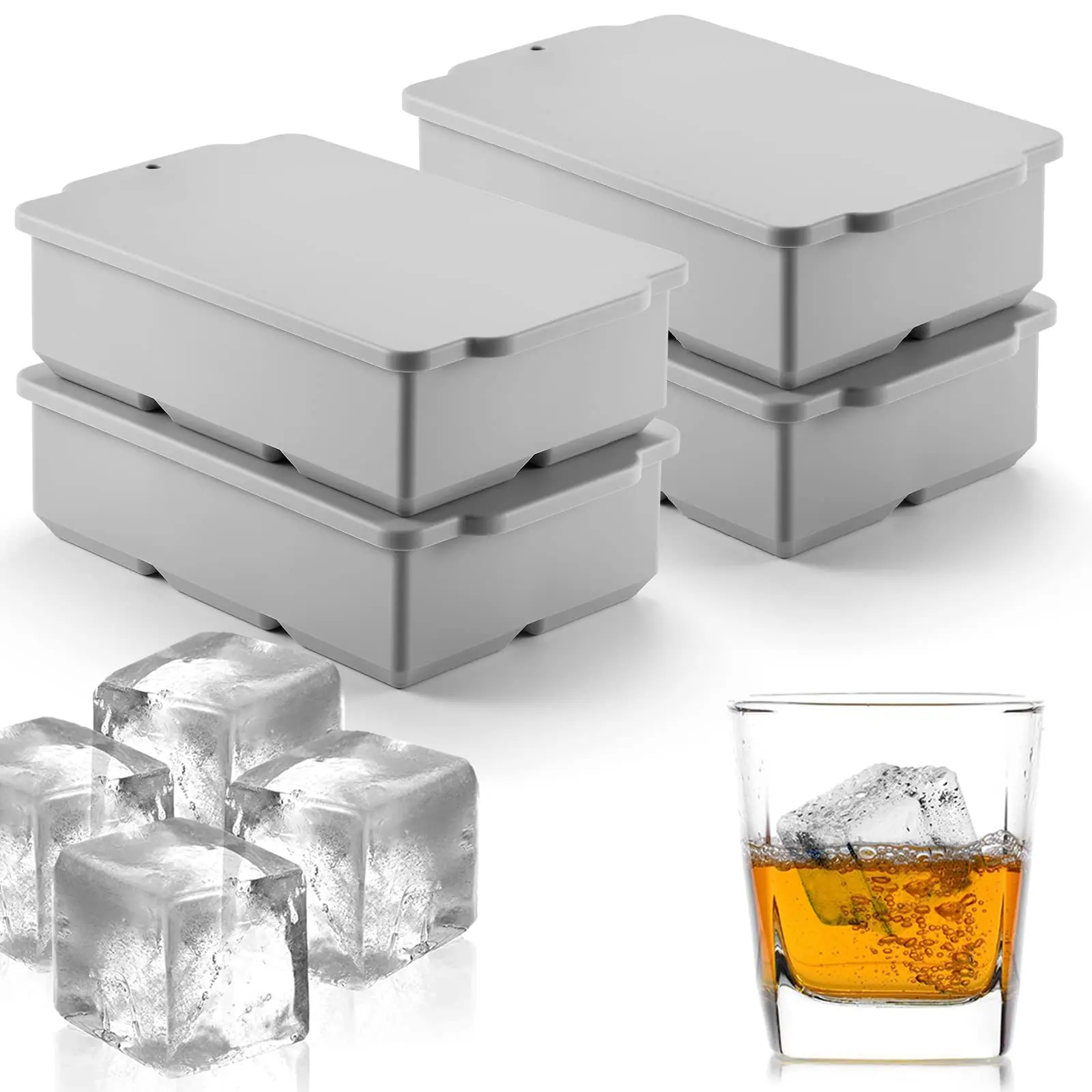 Custom Flexible BPA free Crystal Soft Silicone Ice Cubes Whiskey Ball Maker Clear Large Sphere Tray Mold Easy Release Homeuse