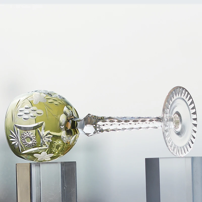 Top Seller Bohemian Style Hand Cut Beautiful Classic Patterns Crystal Glass Goblets for Wine Champagne  Drinking 230ml 1PC