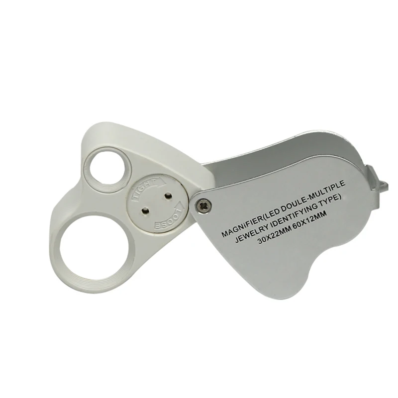 30x 60x LED double number foldable jewelry identification magnifying glass 9889